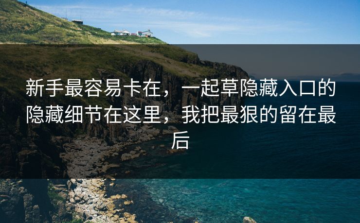 新手最容易卡在,一起草隐藏入口的隐藏细节在这里,我把最狠的留在最后 新手最容易卡在,一起草隐藏入口的隐藏细节在这里,我把最狠的留在最后